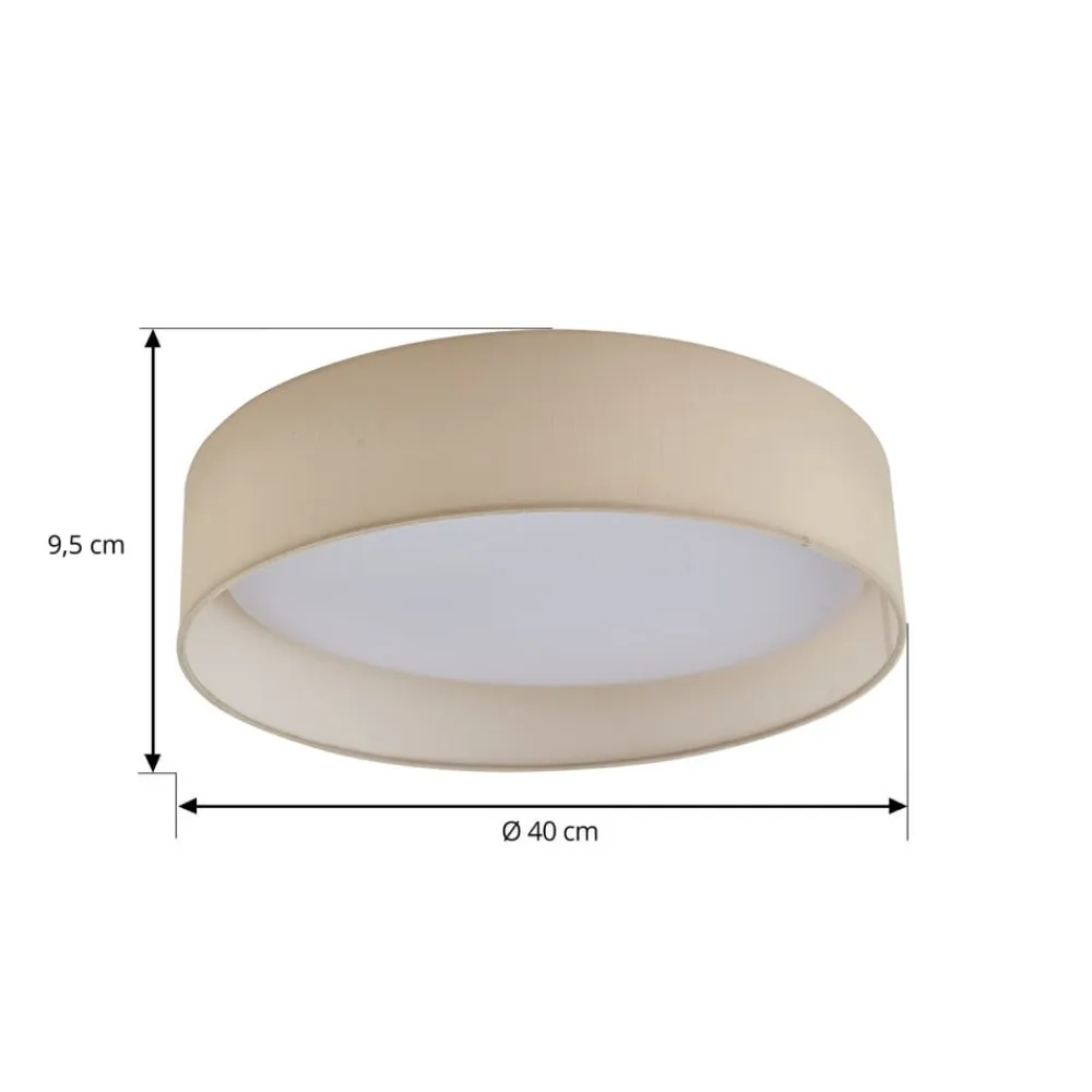 LED-loftlampe Eilif, stof, hvid, Ø 40 cm, CCT^Lindby