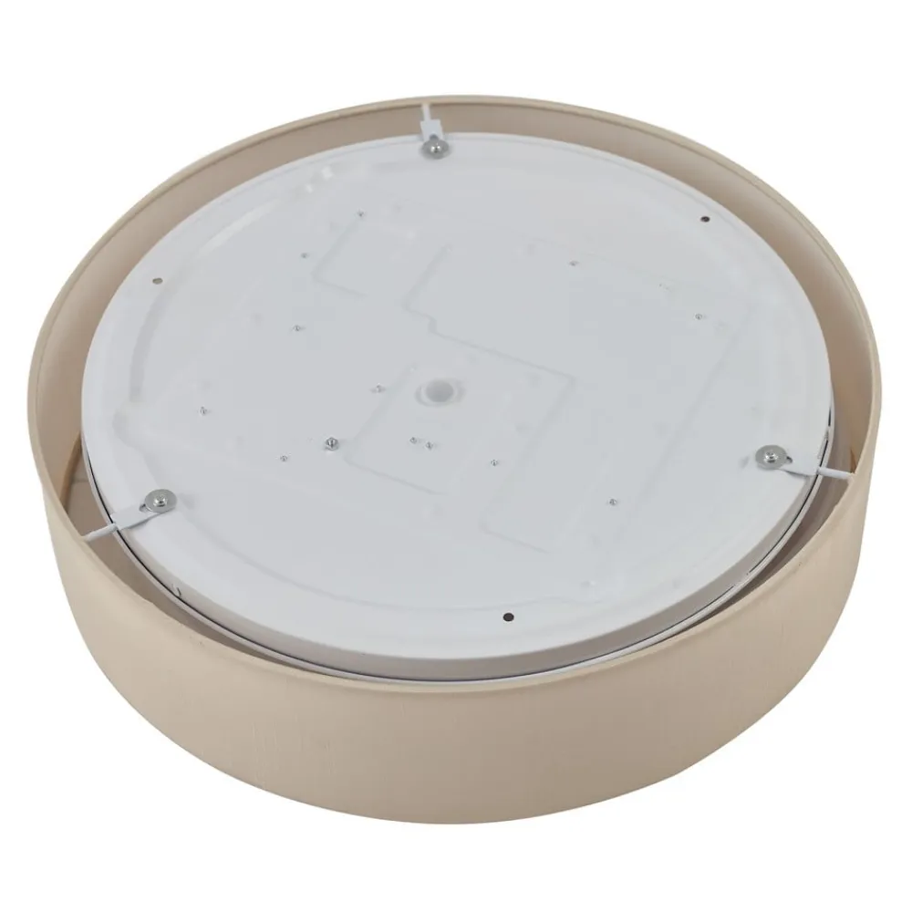 LED-loftlampe Eilif, stof, hvid, Ø 40 cm, CCT^Lindby