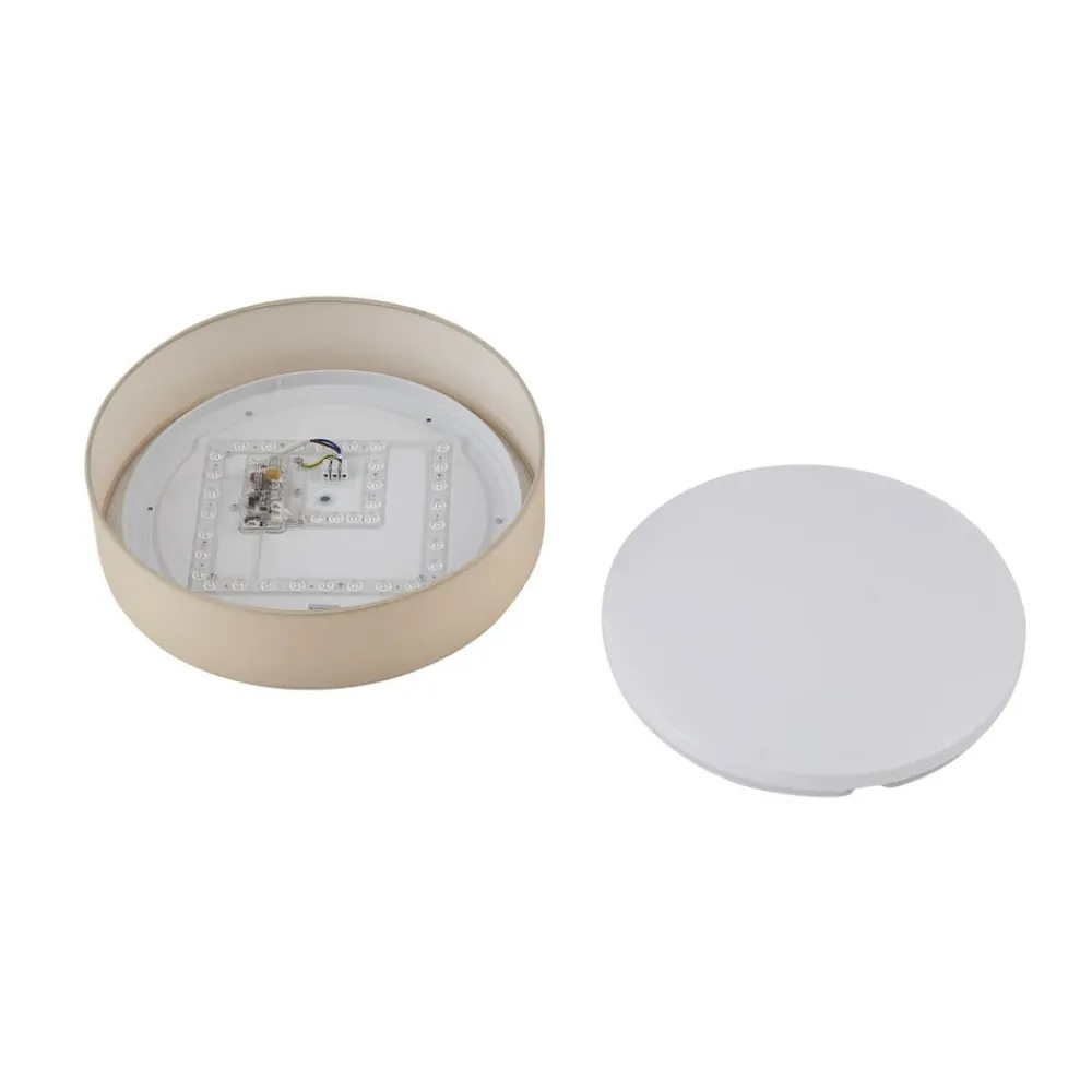 LED-loftlampe Eilif, stof, hvid, Ø 40 cm, CCT^Lindby