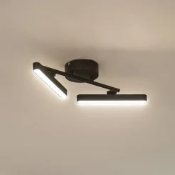 LED-loftlampe Eldrin, 2 lyskilder, sort, lysliste^Lindby New