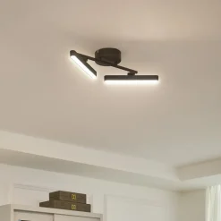 LED-loftlampe Eldrin, 2 lyskilder, sort, lysliste^Lindby New