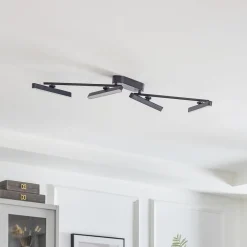 Lindby Spotlights>LED-loftlampe Eldrin, 4 lyskilder, sort, lysliste