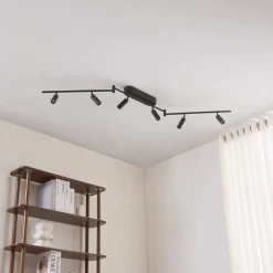 LED-loftlampe Eldrin, 6 lyskilder, spots, sort^Lindby New
