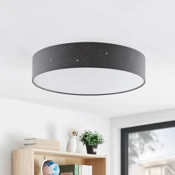 LED-loftlampe Ellamina, Ø 60 cm, antracit, tekstil^Lindby Sale