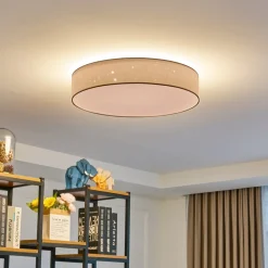 LED-loftlampe Ellamina, Ø 60 cm, hvid, tekstil^Lindby Outlet