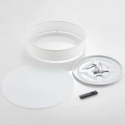 LED-loftlampe Ellamina, Ø 60 cm, hvid, tekstil^Lindby Outlet