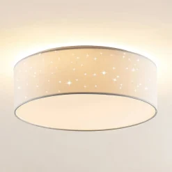 Lindby LED-loftlampe Ellamina, 40 cm, hvid, tekstil