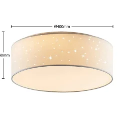 Lindby LED-loftlampe Ellamina, 40 cm, hvid, tekstil