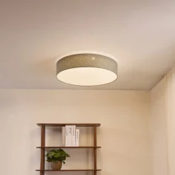 Lindby LED-loftlampe Ellamina, 60 cm, lysegrå, tekstil