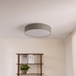 Lindby LED-loftlampe Ellamina, 60 cm, lysegrå, tekstil