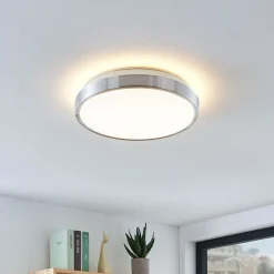 Lindby Gang|Loftlamper>LED-loftlampe Emelie, Ø 27 cm, aluminiumsfarvet, metal