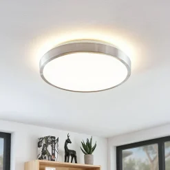 LED-loftlampe Emelie, Ø 42 cm, aluminiumsfarvet, metal^Lindby Clearance