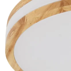 LED-loftlampe Emiva, Ø 39,5 cm, CCT, træ^Lindby New