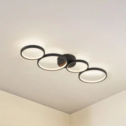 Lindby Loftlamper|Pendellamper>LED-loftlampe Evengeline, sort, aluminium, 88 cm