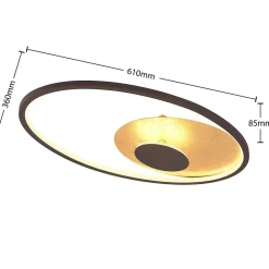 Lindby LED-loftlampe Feival, 61 cm, rust/guld, dæmpbar