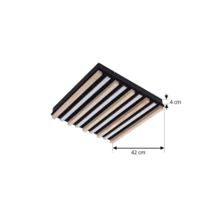 Lindby LED-loftlampe Firka, hvid, træ, 42 cm, CCT, dæmpbar.