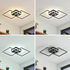 Lindby LED-loftlampe Fjardo, kantet, sort, CCT, fjernbetjening