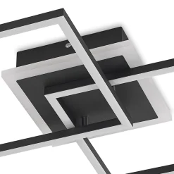 Lindby LED-loftlampe Fjardo, kantet, sort, CCT, fjernbetjening