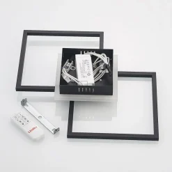 Lindby LED-loftlampe Fjardo, kantet, sort, CCT, fjernbetjening