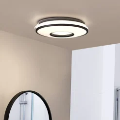 Lindby LED-loftlampe Furgo, sølv/hvid, plast, IP44