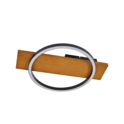 Lindby LED-loftlampe Galad, sort, træ, 30 cm, dæmpbar