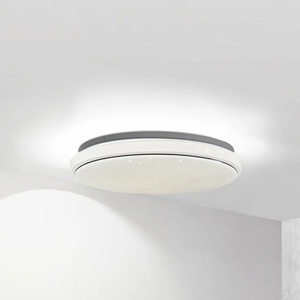 Lindby Gang|Loftlamper>LED-loftlampe Glamo, Ø 39 cm, krom, hvid, IP44