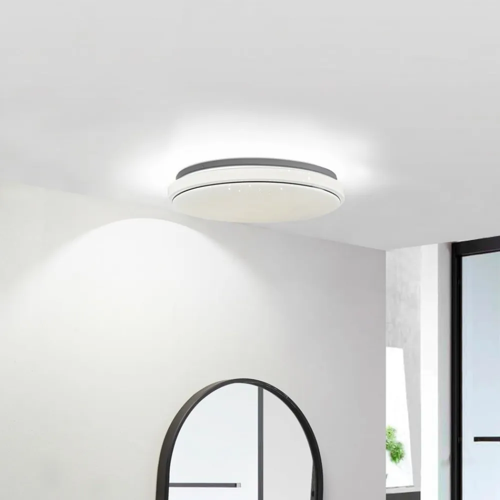 Lindby Gang|Loftlamper>LED-loftlampe Glamo, Ø 39 cm, krom, hvid, IP44