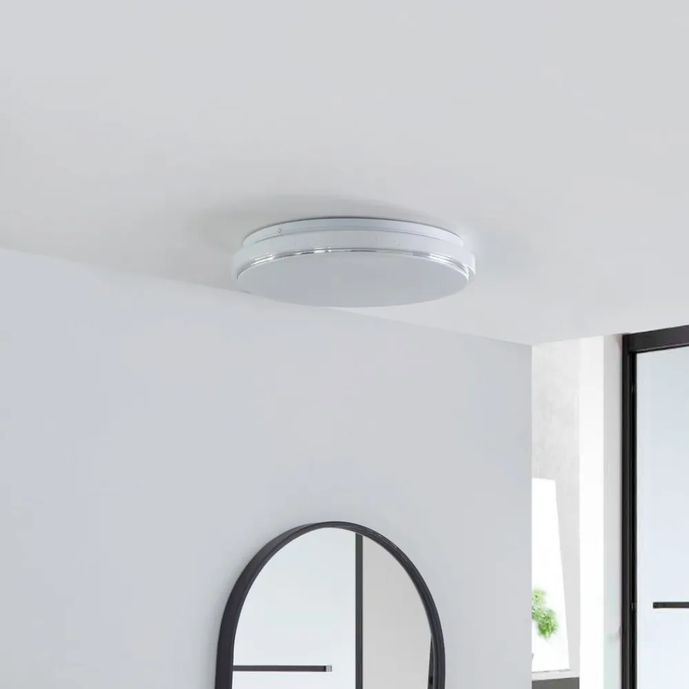 Lindby Gang|Loftlamper>LED-loftlampe Glamo, Ø 39 cm, krom, hvid, IP44