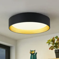 LED-loftlampe Gracjan, sort, metal, CCT, Ø45cm^Lindby Sale