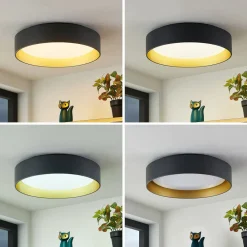 LED-loftlampe Gracjan, sort, metal, CCT, Ø45cm^Lindby Sale