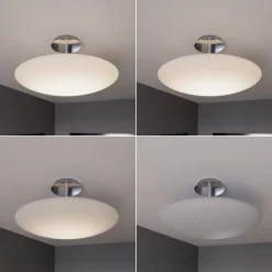 LED-loftlampe Gunda, hvid, glas, Ø 48 cm, dæmpbar^Lindby Clearance