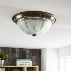 LED-loftlampe Henja, antik messing, Ø 32 cm, dæmpbar^Lindby Best