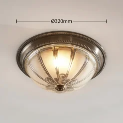 LED-loftlampe Henja, antik messing, Ø 32 cm, dæmpbar^Lindby Best