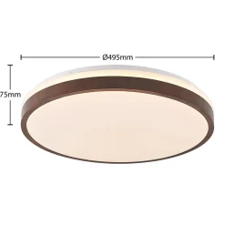 Lindby LED-loftlampe Hudsona, Ø 49 cm, træ, brun