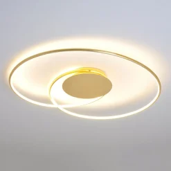 Lindby LED-loftlampe Joline, Ø 74 cm, guldfarvet, metal
