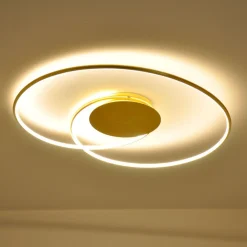 Lindby LED-loftlampe Joline, Ø 74 cm, guldfarvet, metal