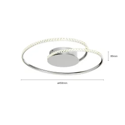 LED-loftlampe Joline, Ø 45 cm, krystaller, metal^Lindby Hot