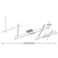 LED-loftlampe Kerem, 345 cm, nikkelfarvet, metal^Lindby Best