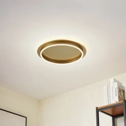 Lindby Gang|Loftlamper>LED-loftlampe Kunis, guld, plast, Ø 46 cm