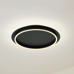 Lindby LED-loftlampe Kunis, sort, plast, Ø 46 cm
