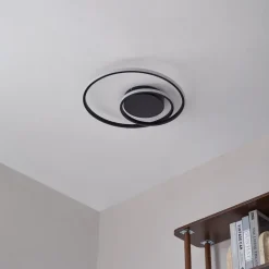 LED-loftlampe Kyron, sort, aluminium, dæmpbar, Ø45cm^Lindby Discount