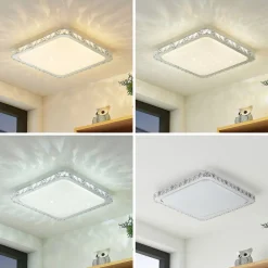 Lindby Loftlamper>LED-loftlampe Lorand, krystaller, CCT, fjernbetjening