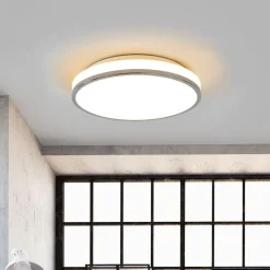 Lindby LED-loftlampe Lyss, Ø 34 cm, kromfarvet, IP44