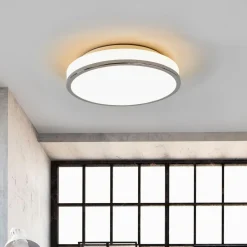 LED-loftlampe Lyss, Ø 28 cm, kromfarvet, IP44^Lindby New