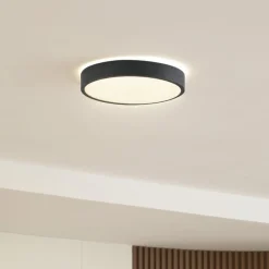 Lindby LED-loftlampe Manala, betongrå, RGB, CCT, fjernbetjening