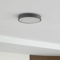 Lindby LED-loftlampe Manala, betongrå, RGB, CCT, fjernbetjening