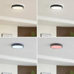 Lindby LED-loftlampe Manala, betongrå, RGB, CCT, fjernbetjening