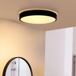 Lindby Gang|Loftlamper>LED-loftlampe Medon, Ø 38 cm, sort, IP44, metal