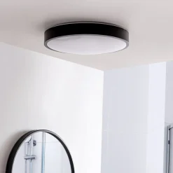 Lindby Gang|Loftlamper>LED-loftlampe Medon, Ø 38 cm, sort, IP44, metal