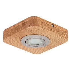LED-loftlampe Mikari, 14 cm, træ, drejelig^Lindby Discount